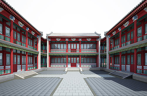 咸阳北京四合院设计古建筑鸟瞰图展示